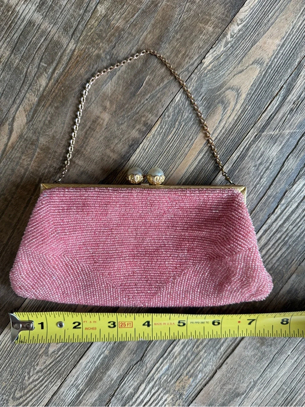 ✨ Rare Saguile Paris Vintage Pink Beaded Evening Clutch - Hand-Made France